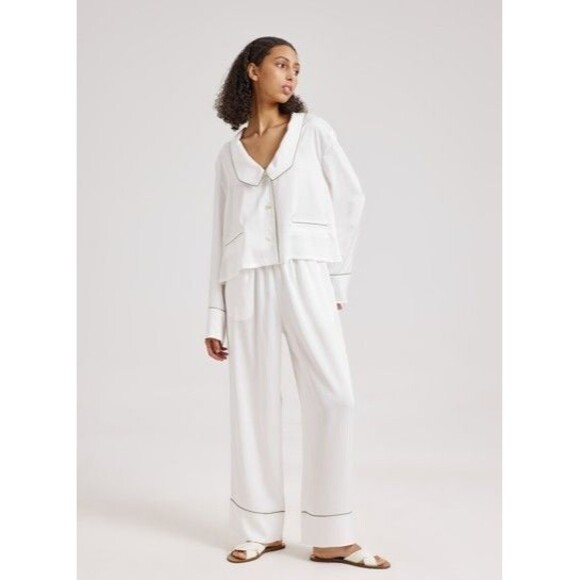 NWT~Women's NAP LOUNGEWEAR "The Lazy Cat" Pj Set In White Size Large NEW! - Picture 1 of 16
